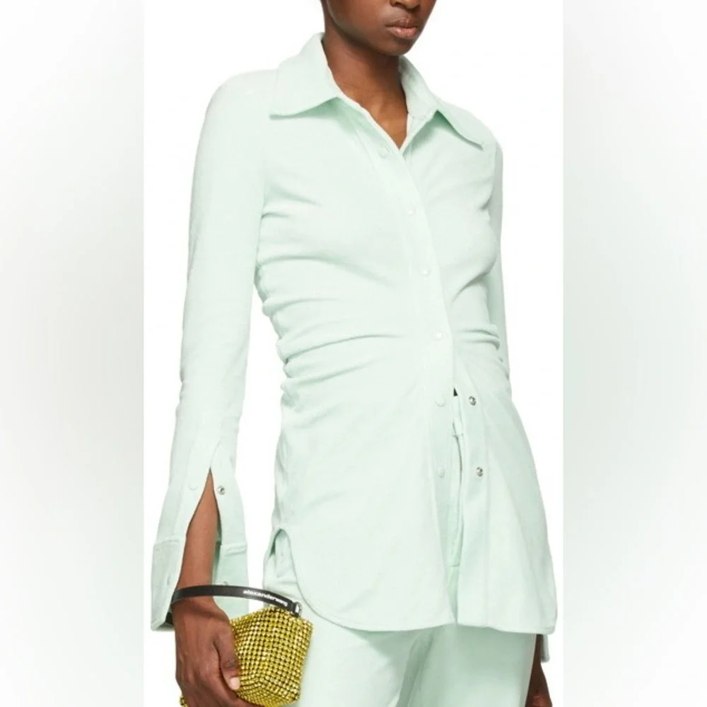 Alexander Wang Green Velour Fitted Shirt - Picture 3 of 4